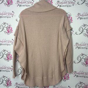 Beacan cove sweater turtleneck light pink blush pink knitted frill ruffle sides